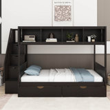 Leda Twin over Full Futon Bunk Bed with Bookcase by Runforrest