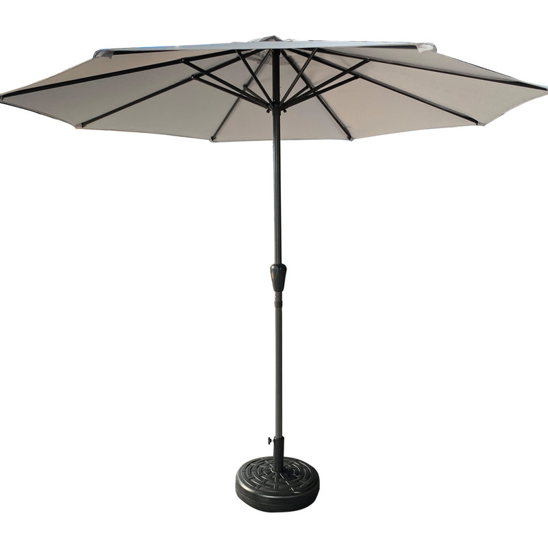 Parasol d'extérieur 9 '- gris, 50+ de protection, vent, facile à utiliser pour le patio, la plage, le jardin
