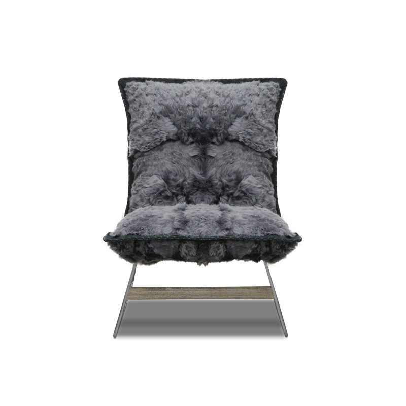 Snoopy Upholstered Accent Chair, Suri Dark Cloud, Satin Brass, 41" H x 33" W x 40" D