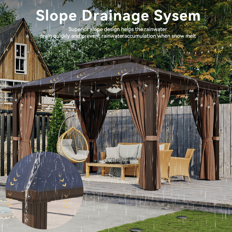 13 pi. L 10 pi. D Pavillon de jardin en aluminium
