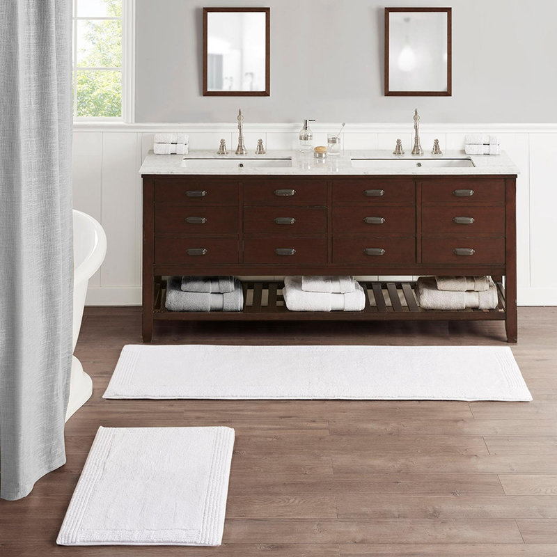 24x72" 100% Cotton Tufted 3000 GSM Reversible Bath Rug, Set of 2 - 72" L x 24" W