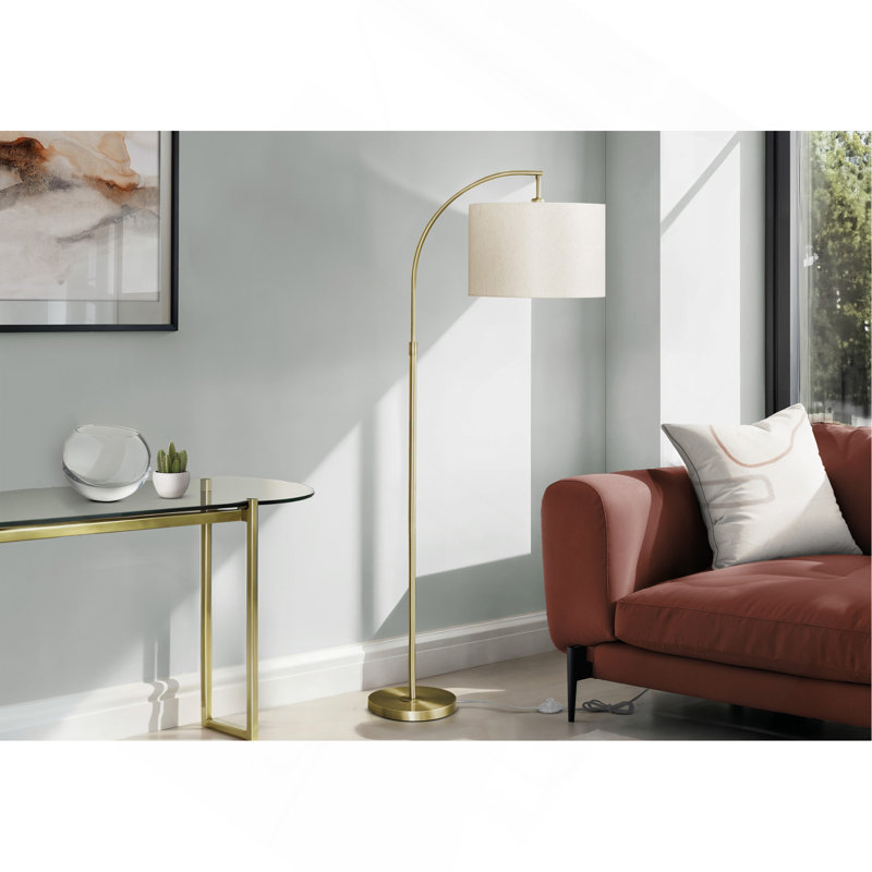 Lighting, H 65 po, lampe sur pied, métal, ivoire / abat-jour crème, contemporain, Laiton