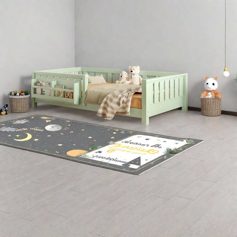 Lit simple peu encombrant avec bibliothèque, conception en bois robuste, idéal pour les enfants
