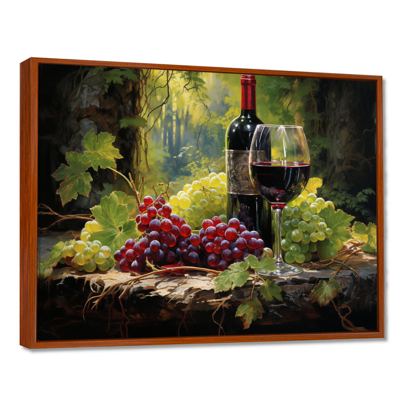 Cabernets calmes - impressions sur toile vin, H 12 po x l 20 po x P 1 po, Cadre flottant brun