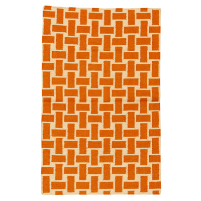 High-Quality Hand-Knotted Ivory And Orange Area Rug