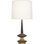 Lampe de table de style Mid-Century moderne avec finition laiton chaud et accents noyer foncé | Abat-jour en tissu Fondine | 34,5 po de hauteur | Gradateur pleine gamme | Homologué UL