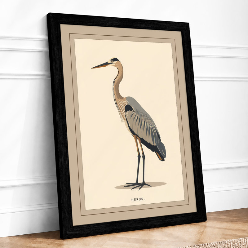 Heron In Profile Vintage - Print, Black, A4 - 29.7 x 21.0 cm