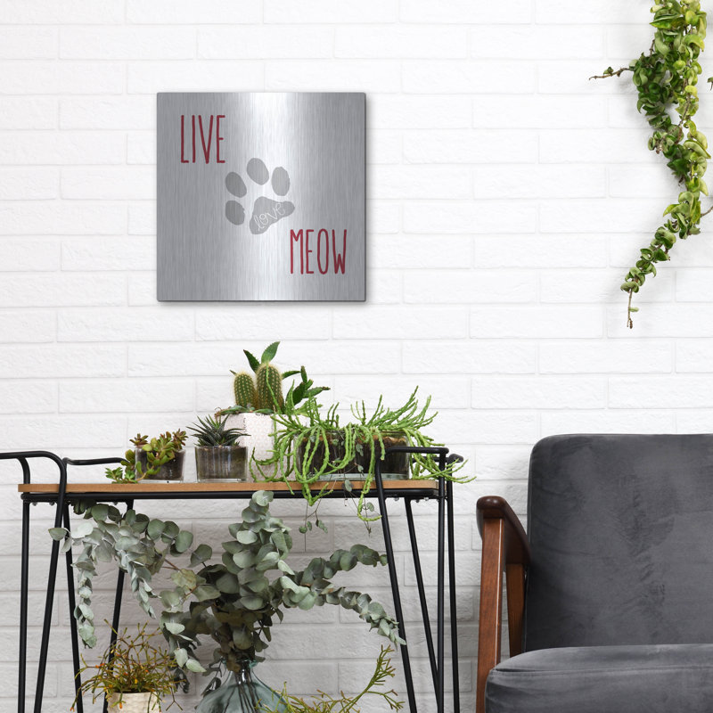  «Live Love Meow 2» par Erin Clark, art mural en métal, 24 po x 24 po, H 12 po x l 12 po 