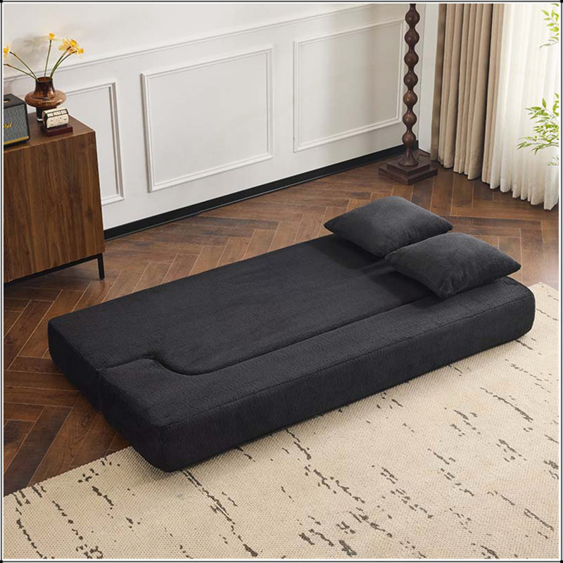 Canapé modulaire 108 po x 68 po en chenille très profond, siège et couchage pour 4 personnes, aucun assemblage requis, Noir