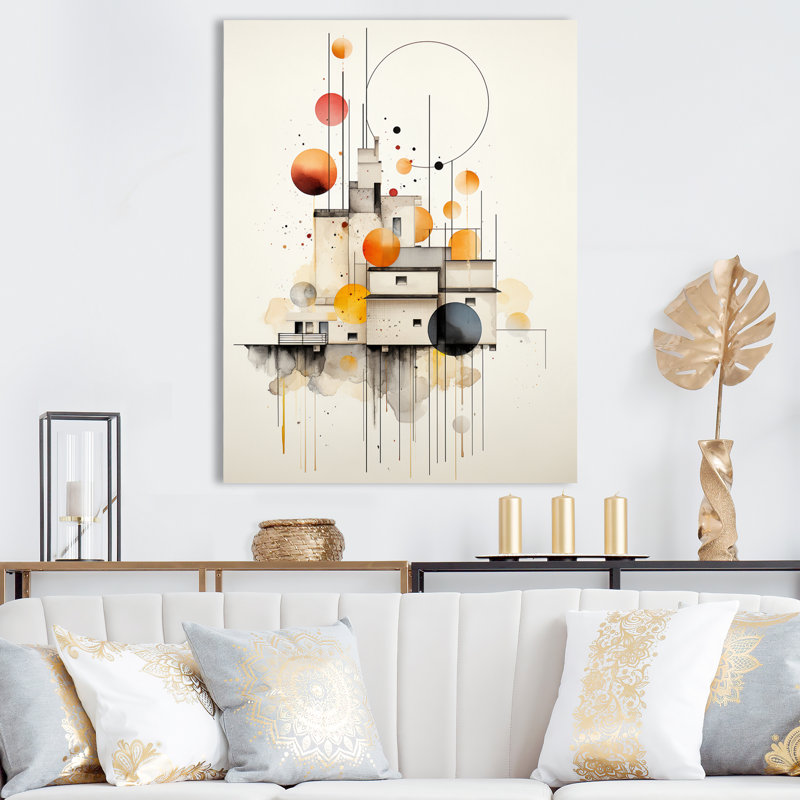 «Discovery Discovery Elementary Retro Geometrics» sur impression sur toile, H 32 po x l 24 po, Cadre photo argenté