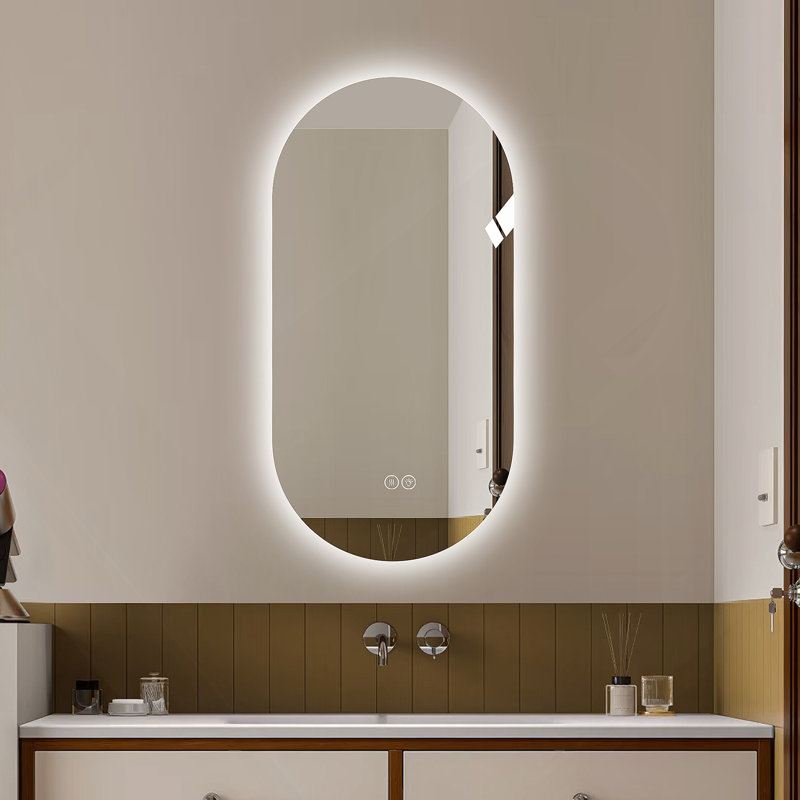 Miroir de salle de bain 48 po x 24 po à fixation murale à écran tactile avec miroir tactile antibrouillard, miroir de coiffeur