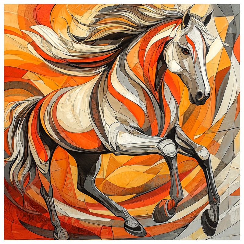 Couvre-lit cheval abstrait, Double