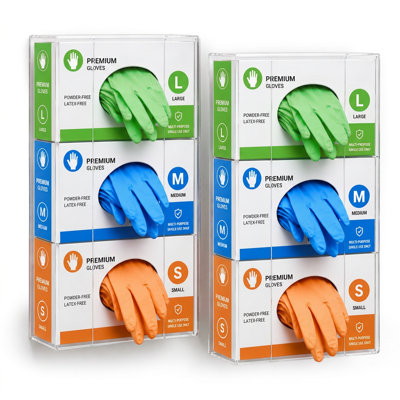 Three Box Acrylic Glove Dispenser Holder, 2 -Pack