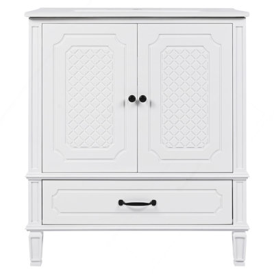 Meuble-lavabo 30 po avec lavabo style rétro, espace de rangement multifonctionnel, tablette de porte, porte à fermeture en douceur