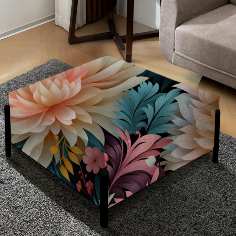 Grand repose-pieds carré multicolore Playful
