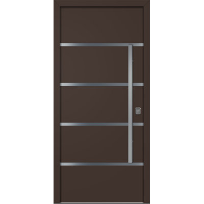 Porte d'entrée extérieure moderne en acier 36 po x 80 po - Inox S3