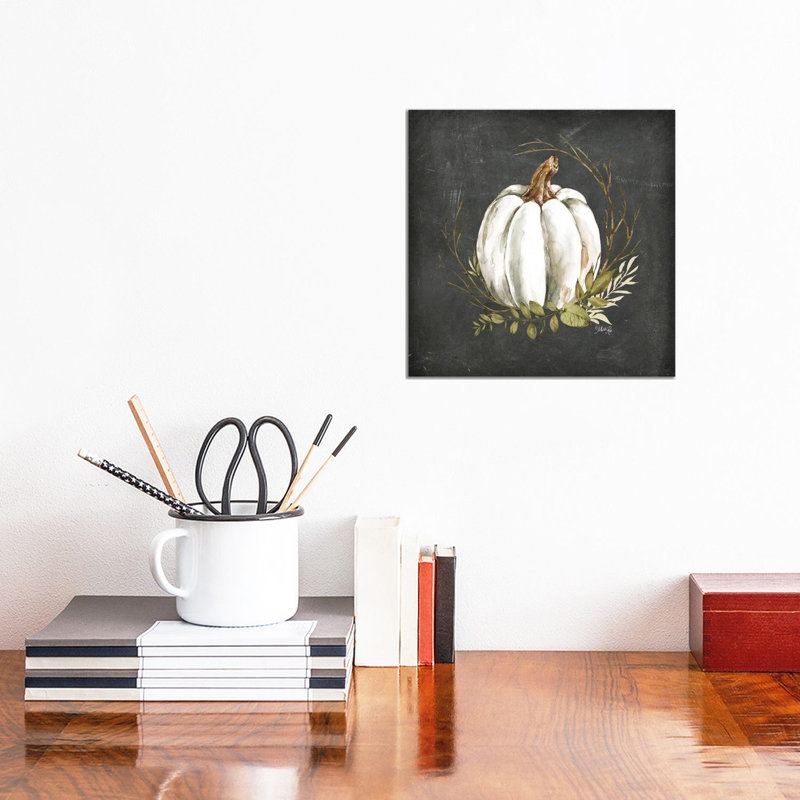 Giclée blanche sur toile tendue avec citrouille blanche