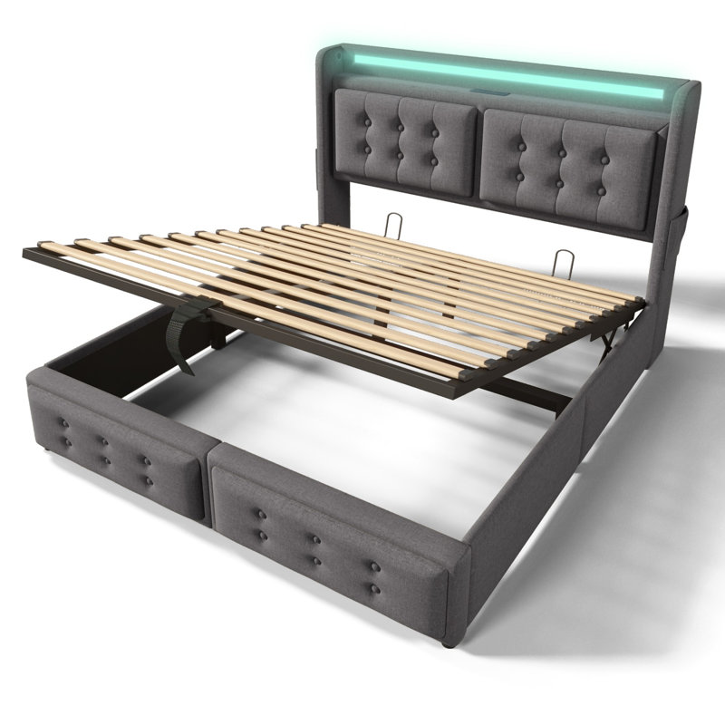 Bed, King, Gray