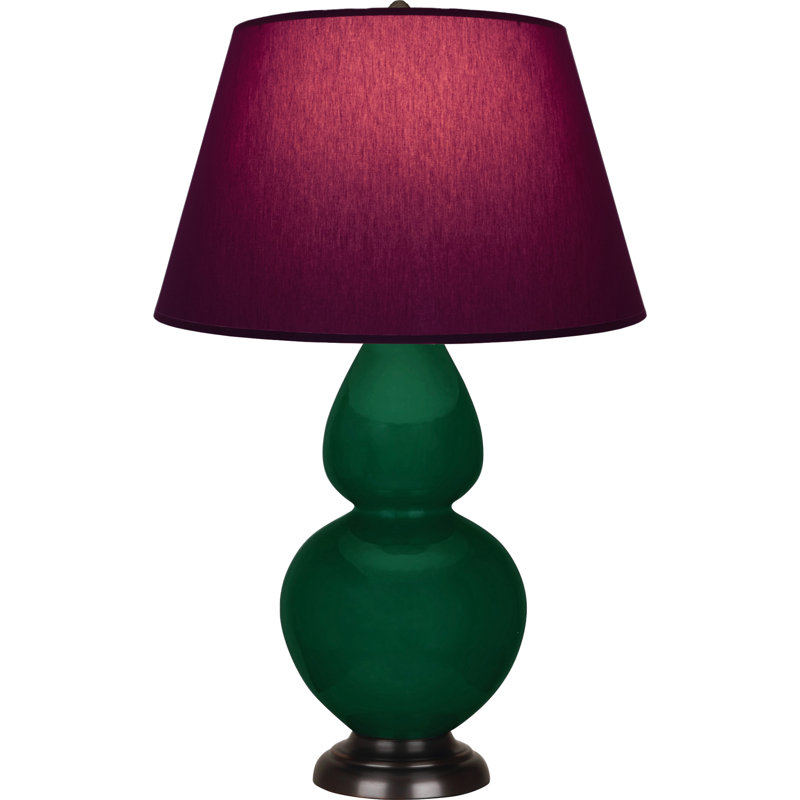 Lampe de table double gourde en céramique, Prune / lavande, Jungle glacé / bronze, Bronze