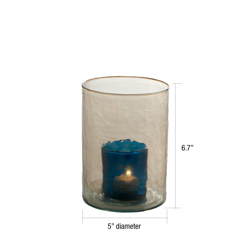 Glass Rippled Votive Holder, 6.7" H x 5" W x 5" D