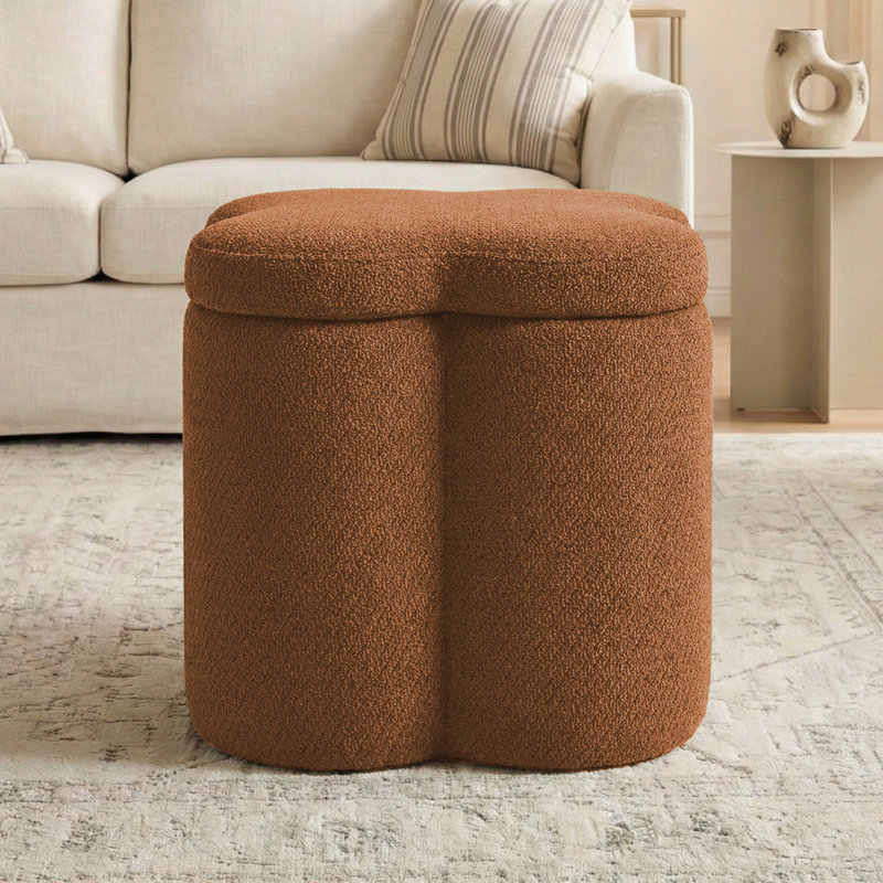 16.9"W Storage Upholstered Chenille Ottoman, Yellow