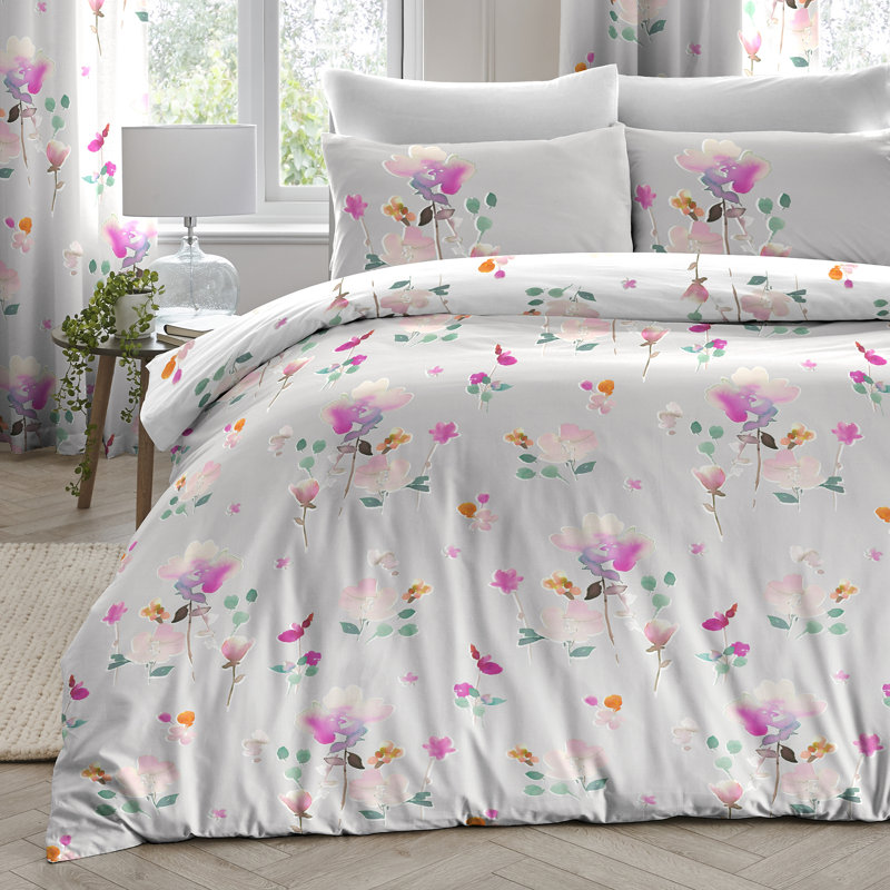 Jessica Polyester Floral Duvet Cover Set with Pillowcases Included, Super King Duvet Cover + 2 Pillowcases