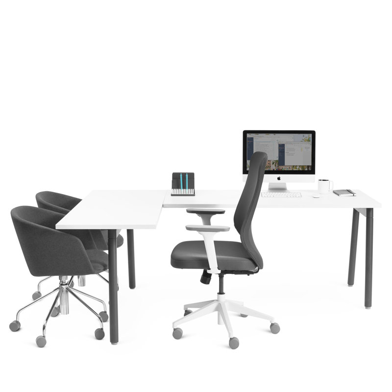 Bureau en coin Series A, LPL, Charbon / Blanc, Left Hand Facing, H 29 po x l 36 po x P 79 po