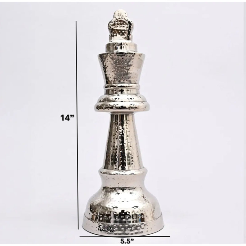 Decorative Hammered Nickel Finish Chess King Sculpture – Elegant Table Accent