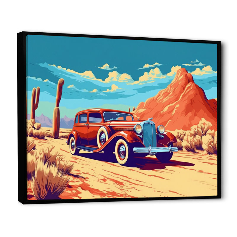 «Old American Car In Nevada VI», reproduction sur toile, H 34 po x l 44 po x P 1,5 po, Cadre flottant noir