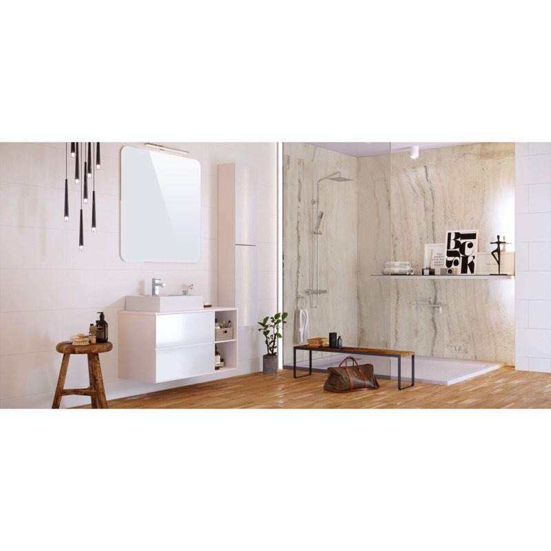 Ensemble de mur de douche Transolide Titan, Savane crème lustrée, H 96 po x l 60 po x P 36 po