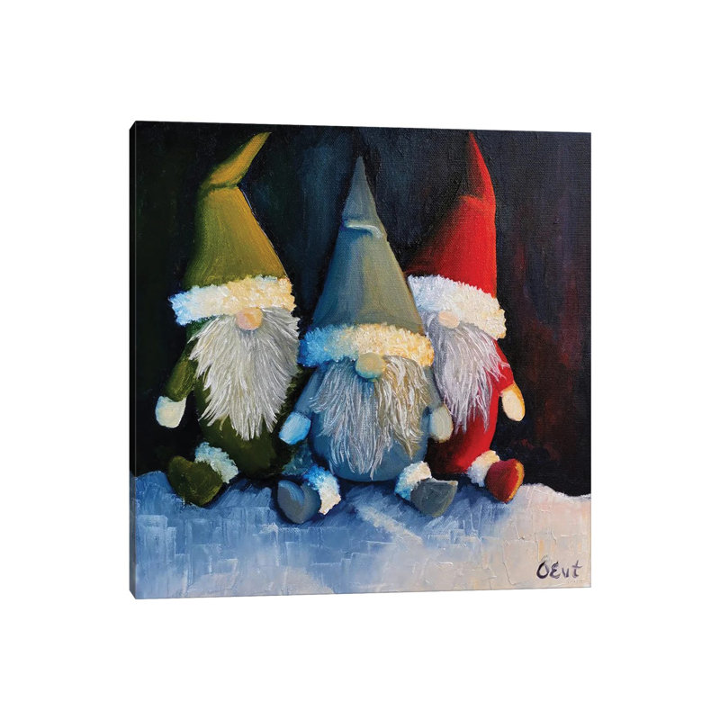 Gnomes de Noël. Cadeau de Noël - reproduction d'art murale - toile tendue, Toile tendue, Ne s’applique pas, H 12 po x l 12 po
