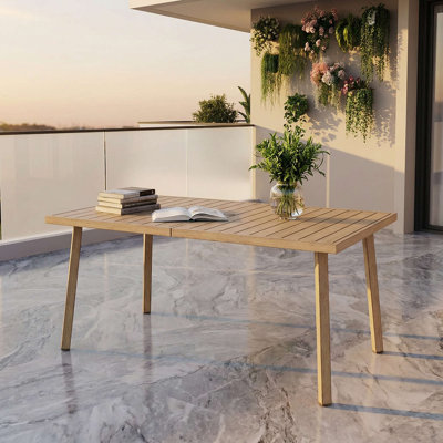 Table de salle à manger d'extérieur en aluminium 63 po avec trou pour parasol 63 po