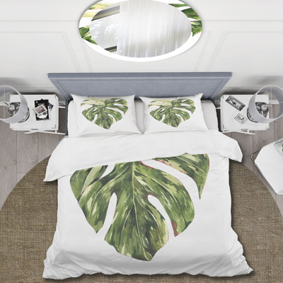 Green/White Microfiber Duvet Cover Set