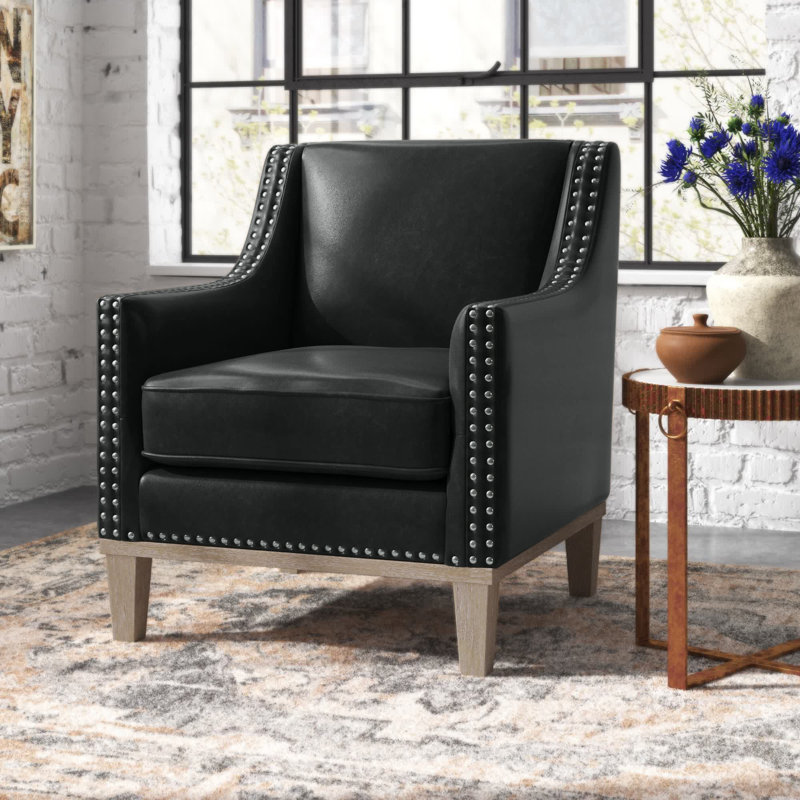 Fauteuil Genoa, Similicuir noir Riviera