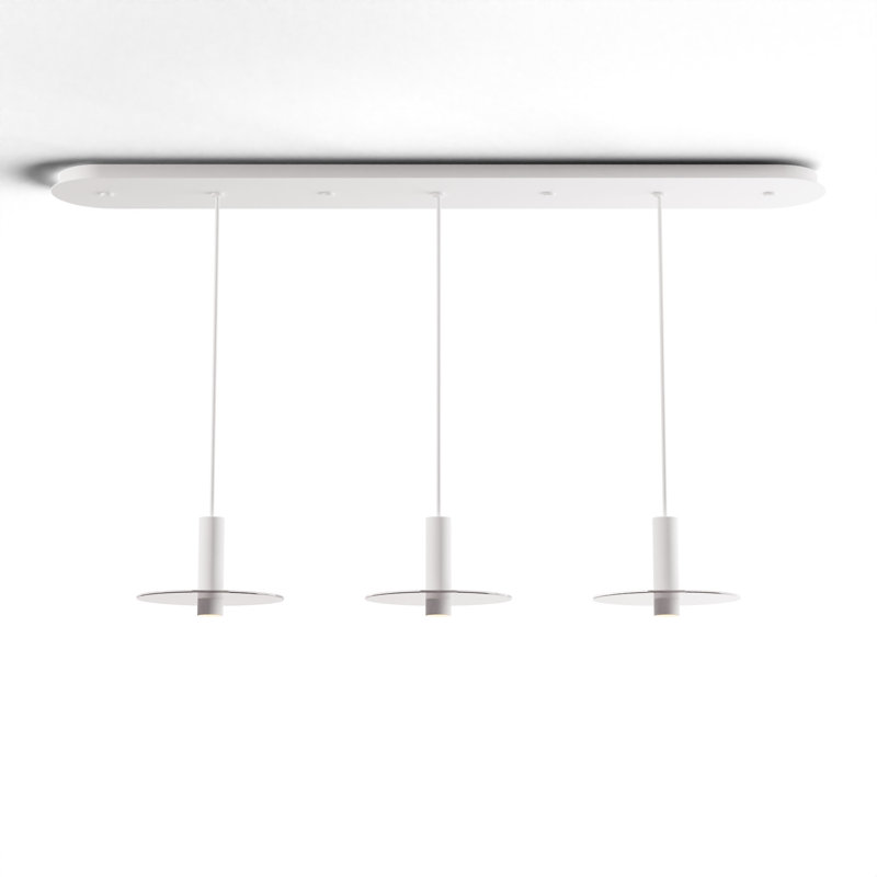3 - Light LED Pendant, Matte White/Clear