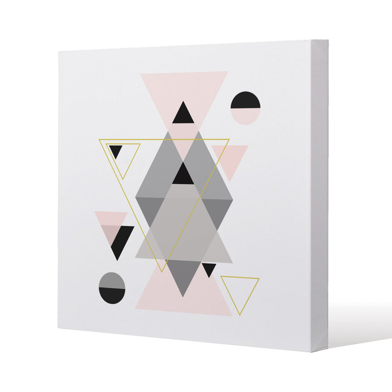 Geometric Triangles Slim Style Canvas Print 30x30cm , 15mm Slim Real wood.