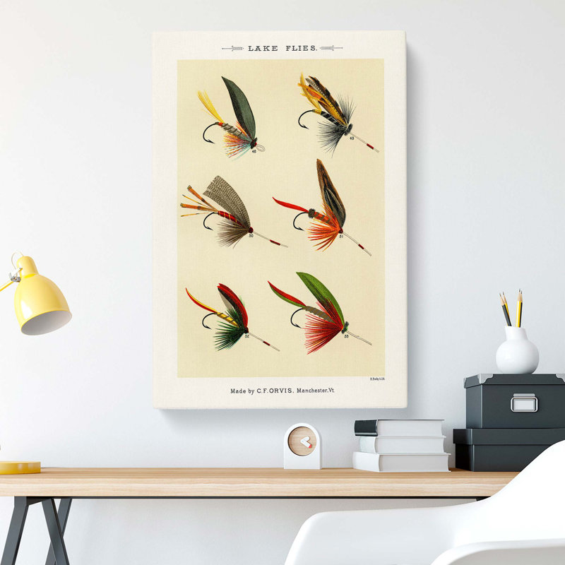 Lake Fishing Flies Version 2 by Mary Orvis Marbury - Wrapped Canvas, 60cm H x 40cm W x 3cm D