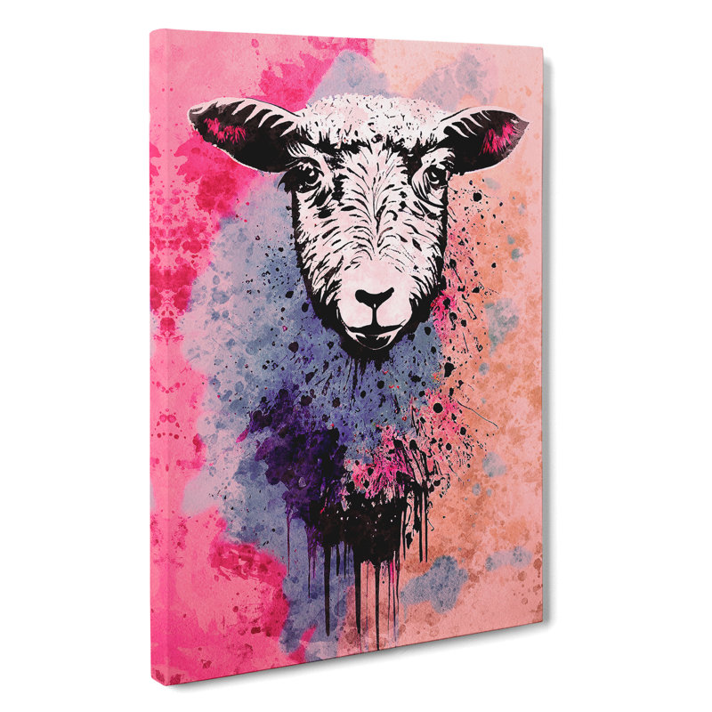 Sheep Paint Drip No.4 - Wrapped Canvas, 50cm H x 35cm W x 3cm D