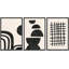 Reproduction de style Mid-Century noir et brun clair demi-cercles et quadrillage de formes géométriques Mid-Century moderne sur toile, impression 3 pièces-94434511-94434512