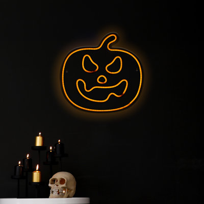 Silhouette de fenêtre d'Halloween 15 po avec lumière néon orange