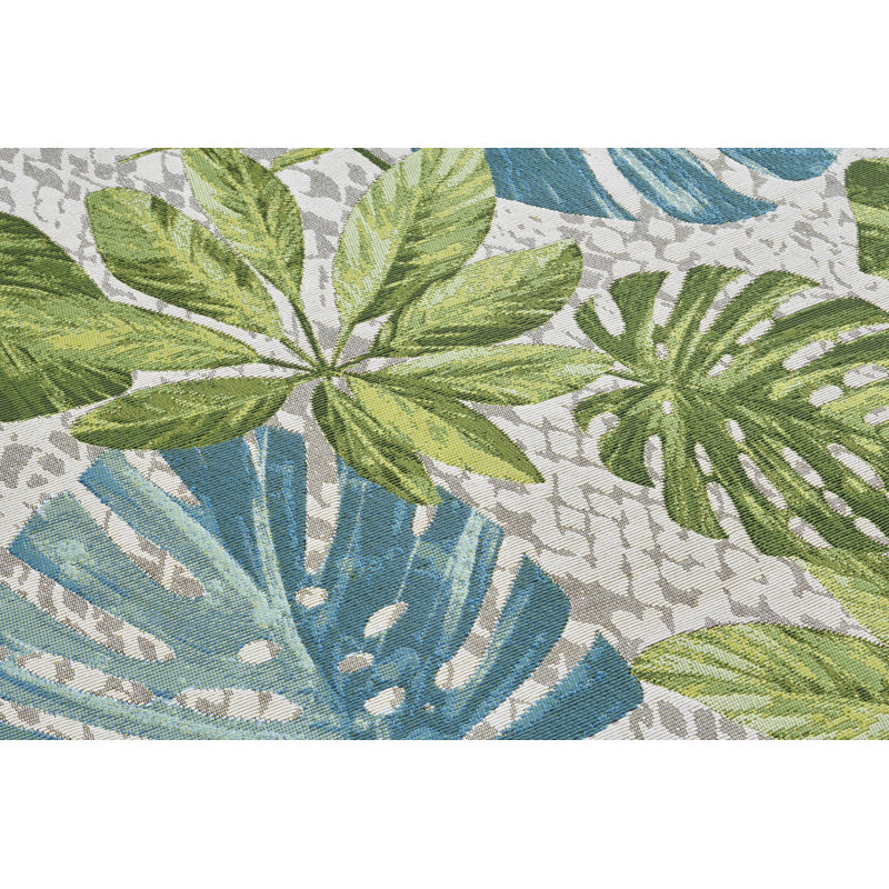 Leaves Turquoise/Green Indoor/Outdoor Rug, Runner 80 x 165cm