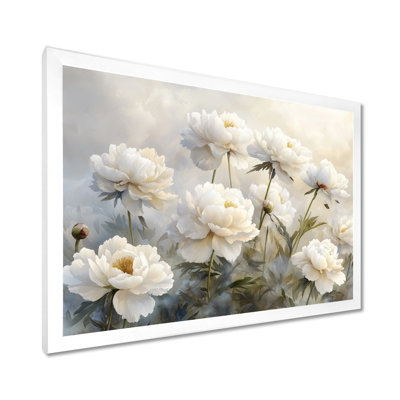 Iphigénia pivoines dans la brume de basse-cour I - pivoines, art mural pour le salon