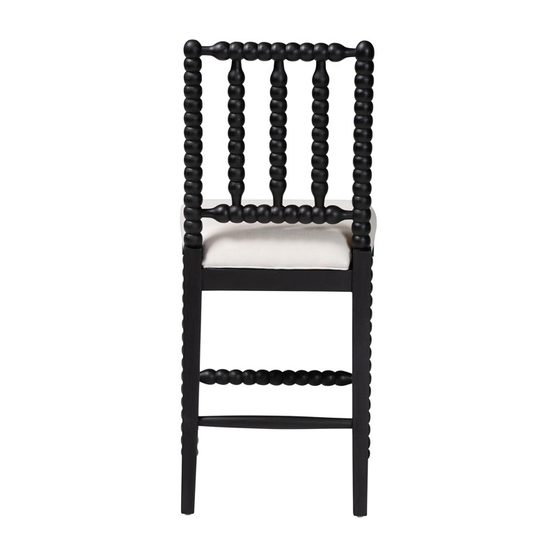 Clarington Upholstered Counter Stool with Solid Wood Frame, Noir