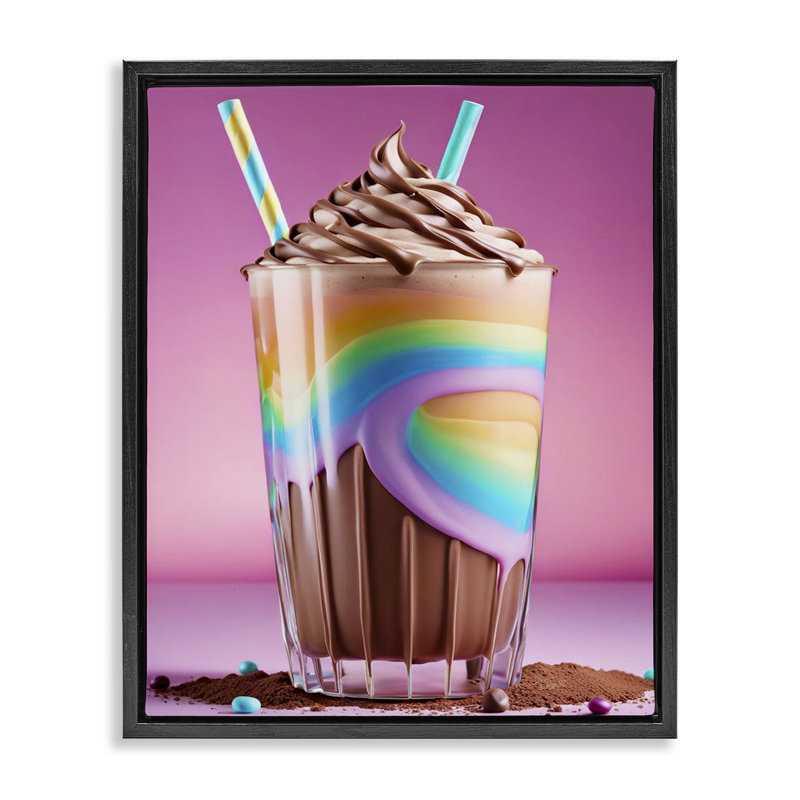 Cadre flottant arc-en-ciel Milkshake, design par Tabz Jones, Cadre flottant noir de jais, H 21 po x l 17 po