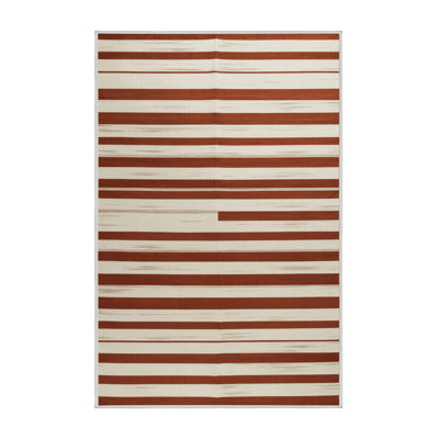 Machine Washable Horizontal Stripes Beige Area Rug