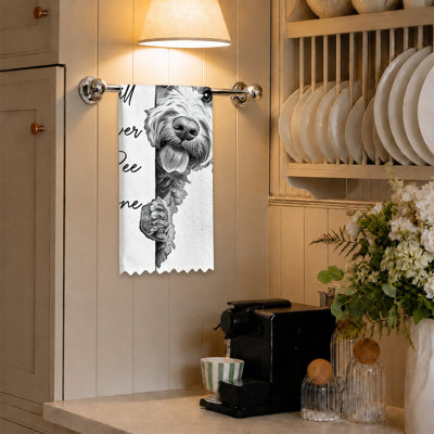  Linges de cuisine en microfibre, linges à vaisselle réutilisables absorbants, décoratifs résistants à la décoloration, 16 po x 24 po, typographie chien noir
