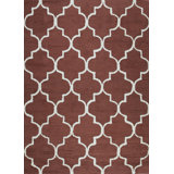 Hand Tufted Wool Geometric Area Rug in Brown