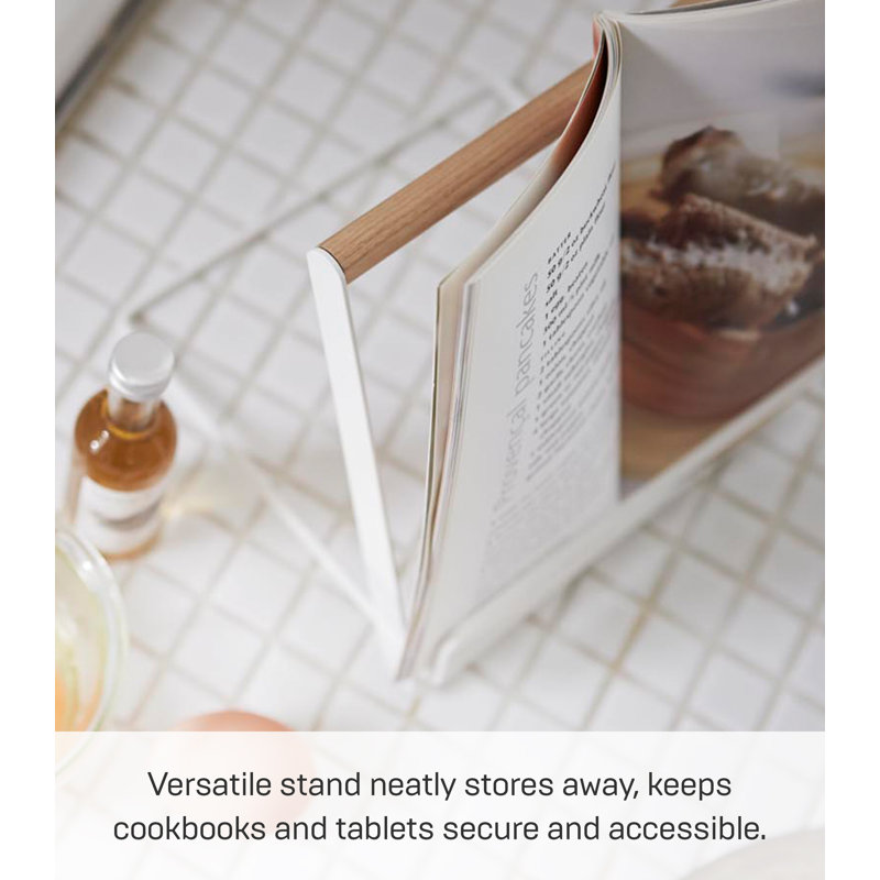 White Steel and Wood Cookbook and Tablet Stand