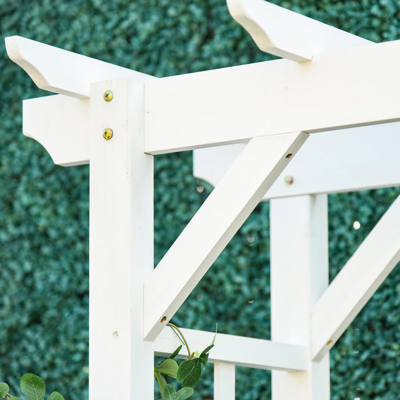Treillis de jardin en bois blanc de 85 po pour la cérémonie, plantes grimpantes à structure extérieure, conception embellissant le jardin, cadre en bois massif, configuration simple des vignes, facilite le processus