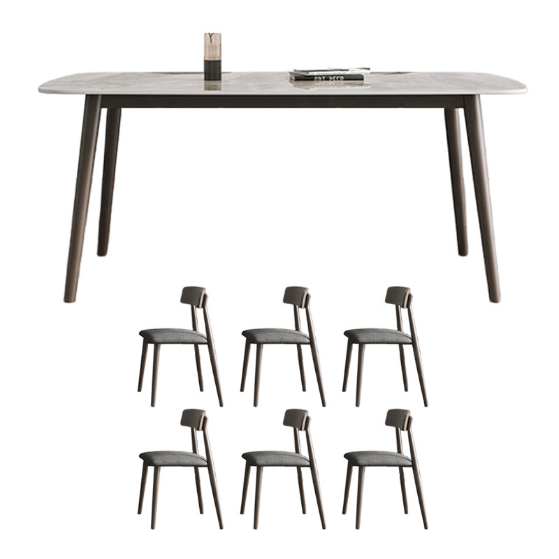 Rectangular solid wood rock slab dining table, 29.52"H x 55.11"L x 31.49"W
